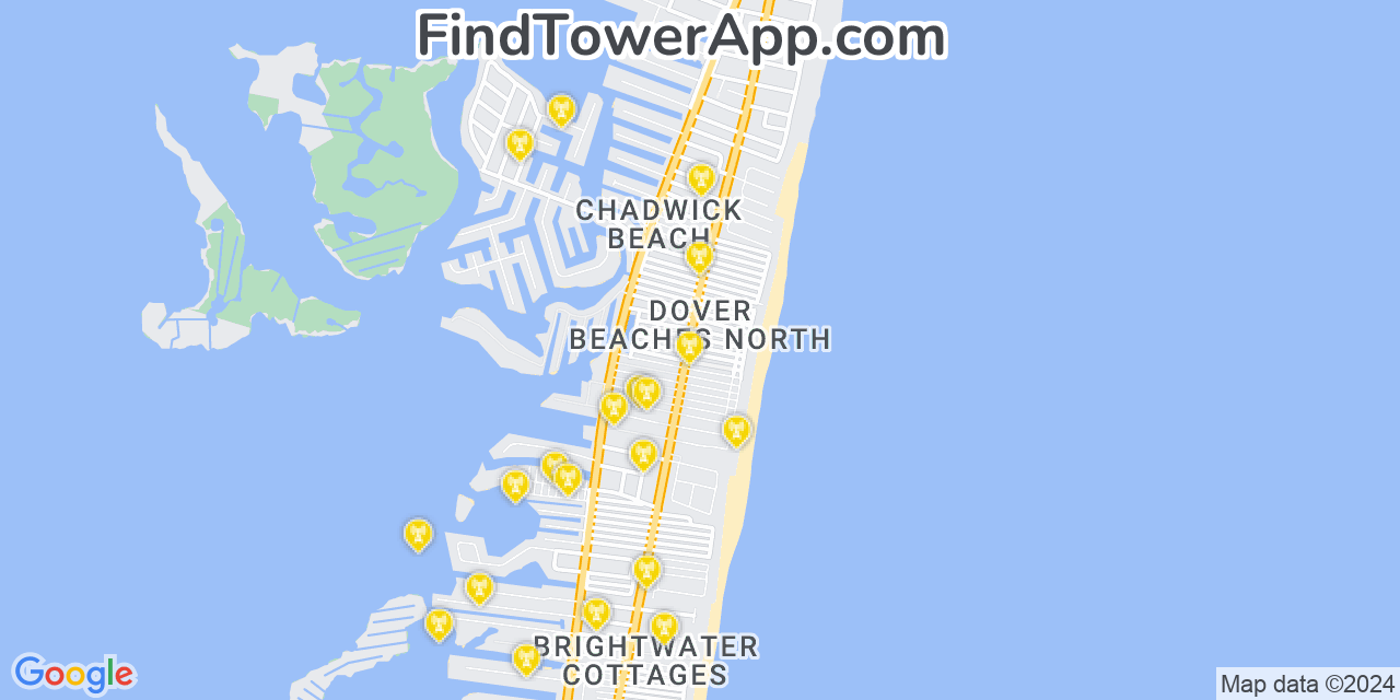 AT&T 4G/5G cell tower coverage map Dover Beaches North, New Jersey