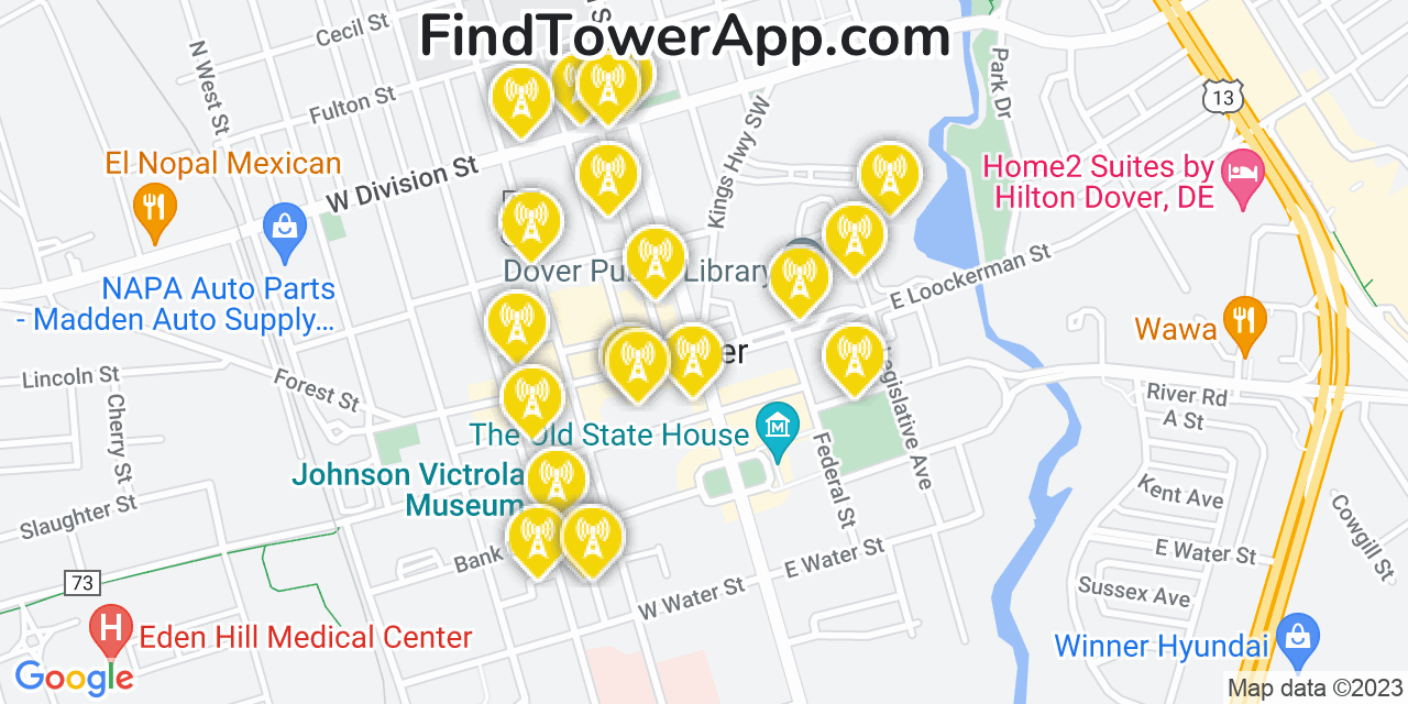 Dover Delaware Cell Tower Coverage Map