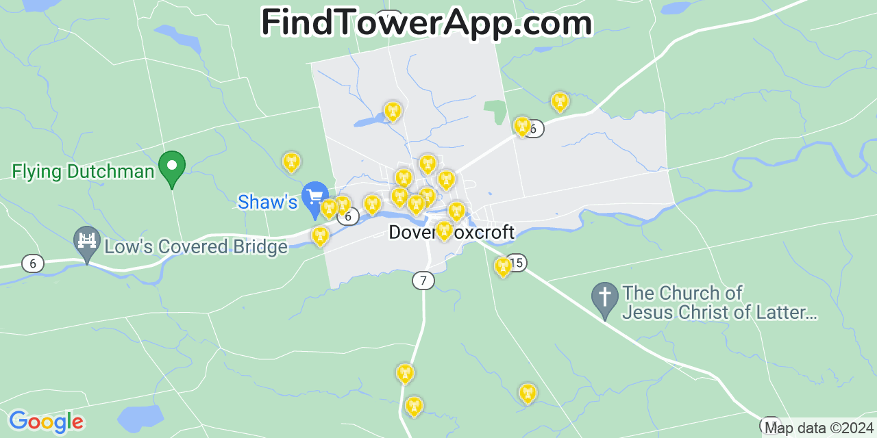 AT&T 4G/5G cell tower coverage map Dover Foxcroft, Maine