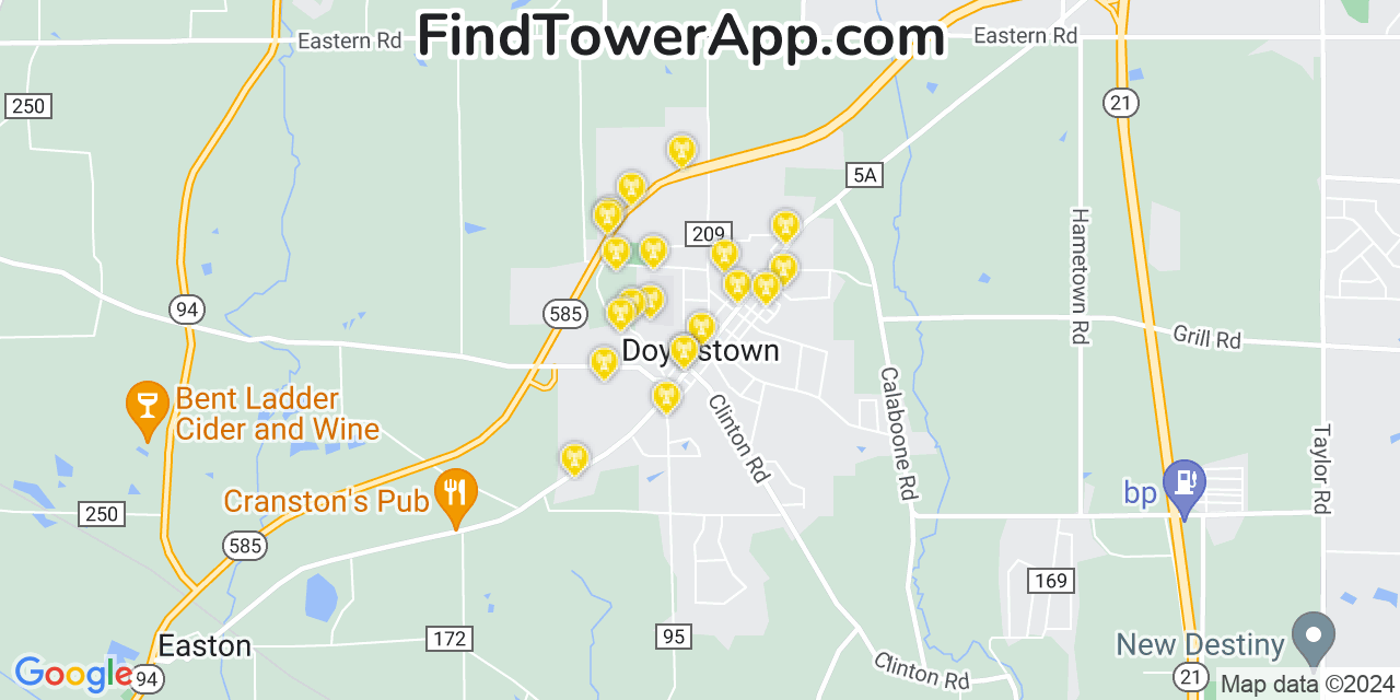 T-Mobile 4G/5G cell tower coverage map Doylestown, Ohio