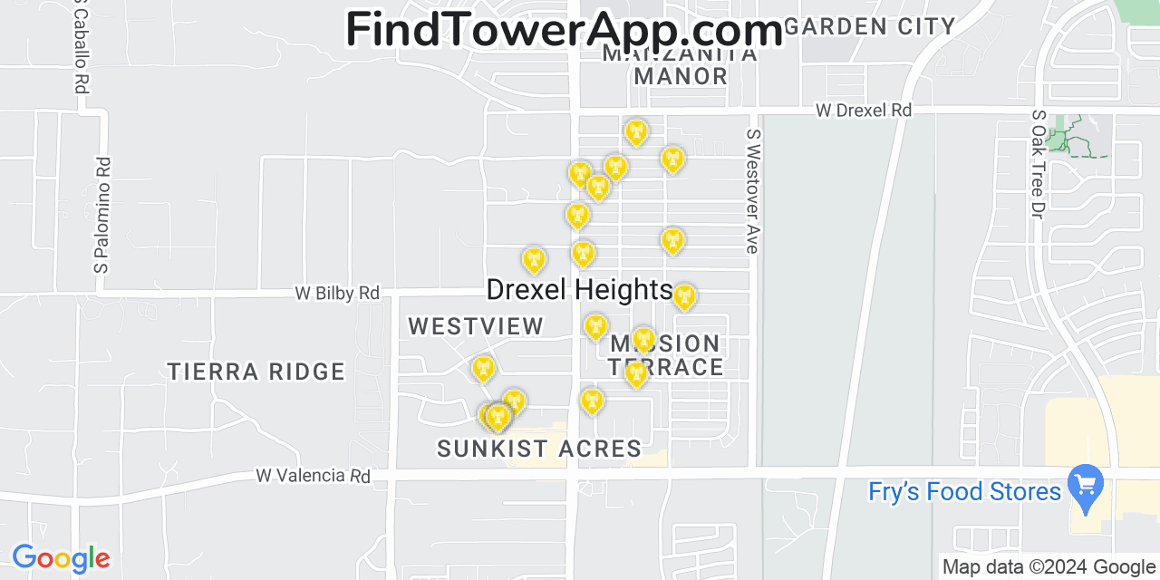 T-Mobile 4G/5G cell tower coverage map Drexel Heights, Arizona