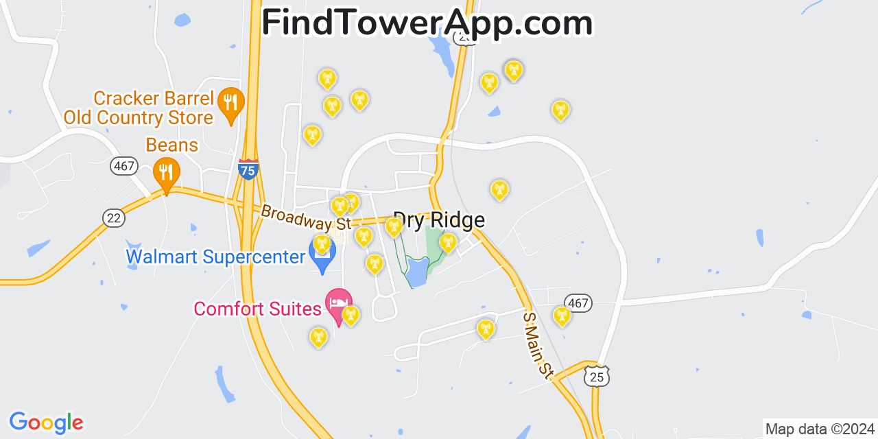 T-Mobile 4G/5G cell tower coverage map Dry Ridge, Kentucky