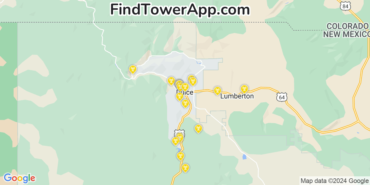 AT&T 4G/5G cell tower coverage map Dulce, New Mexico