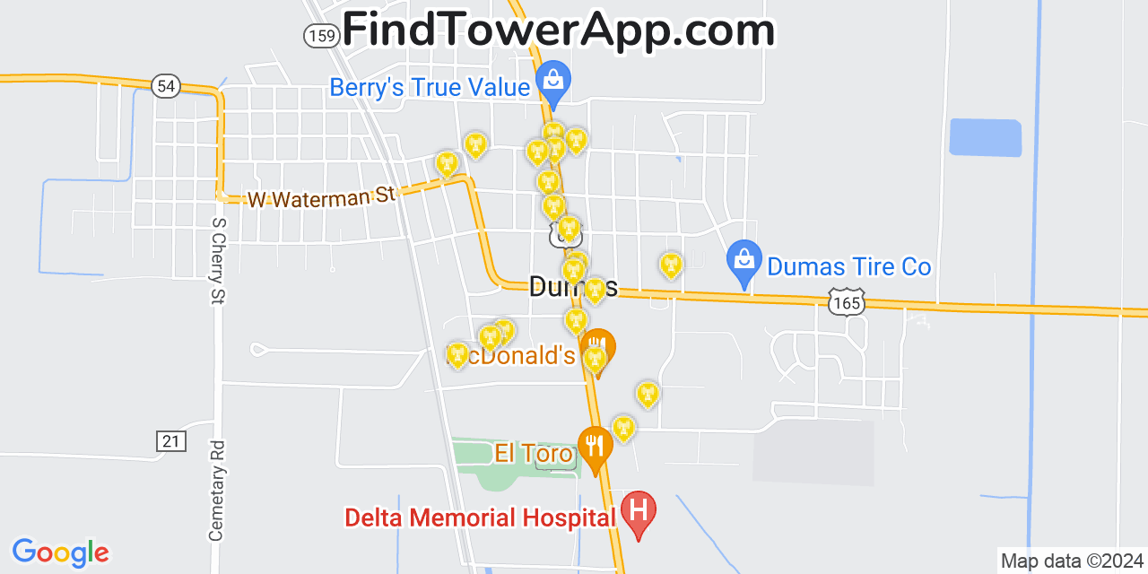 T-Mobile 4G/5G cell tower coverage map Dumas, Arkansas