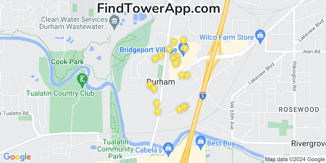 T-Mobile 4G/5G cell tower coverage map Durham, Oregon