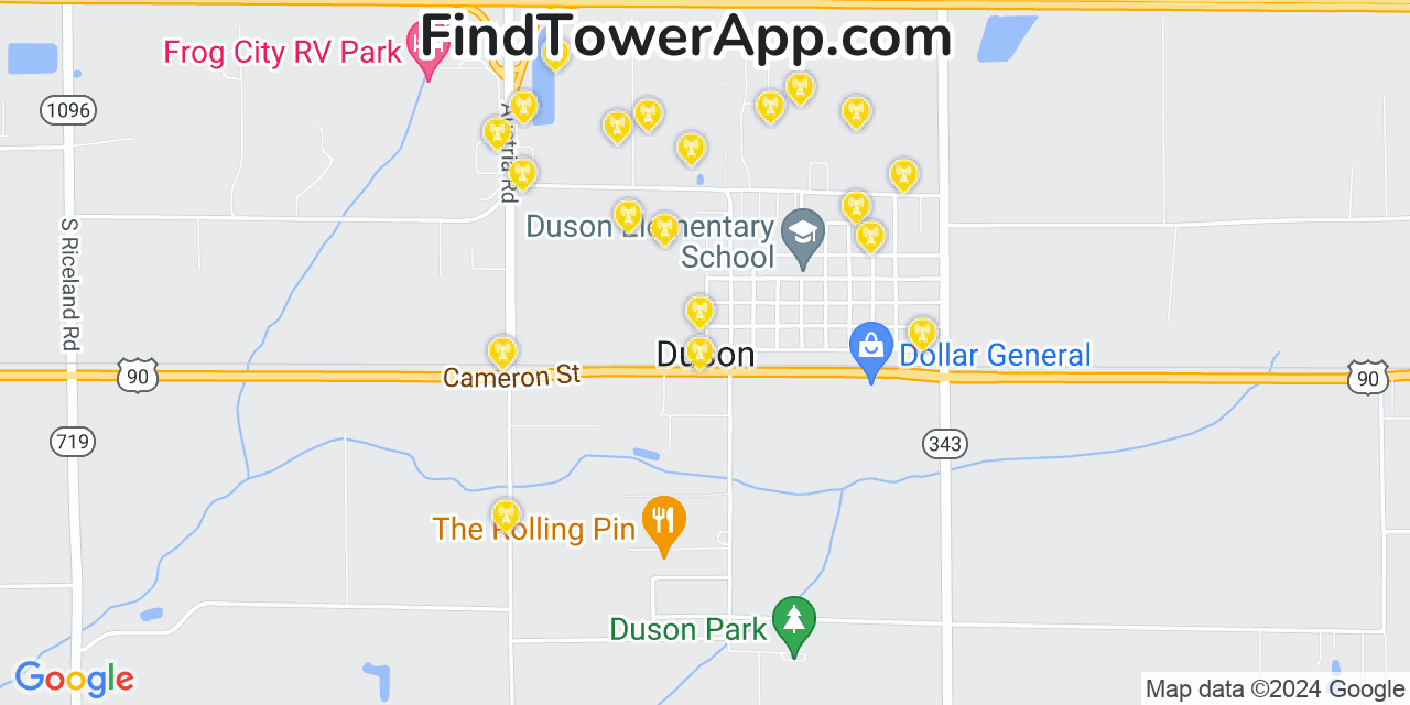 T-Mobile 4G/5G cell tower coverage map Duson, Louisiana