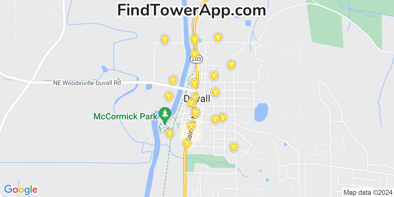 AT&T 4G/5G cell tower coverage map Duvall, Washington