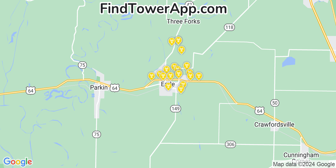 AT&T 4G/5G cell tower coverage map Earle, Arkansas