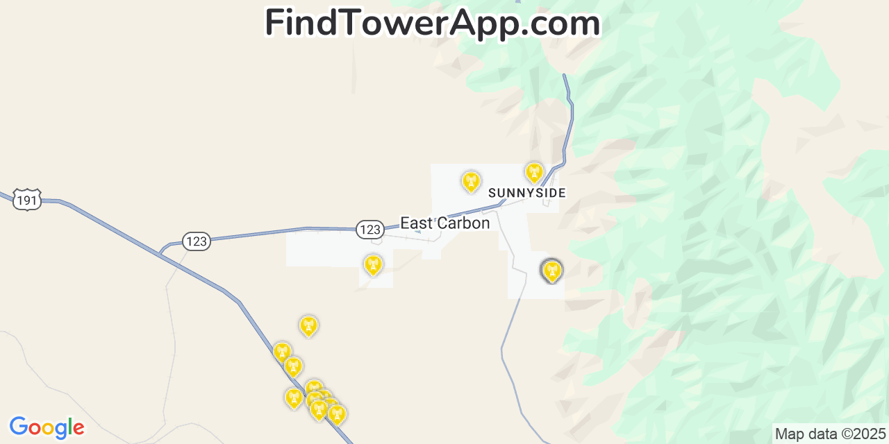 East Carbon City Utah Cell Tower Coverage Map