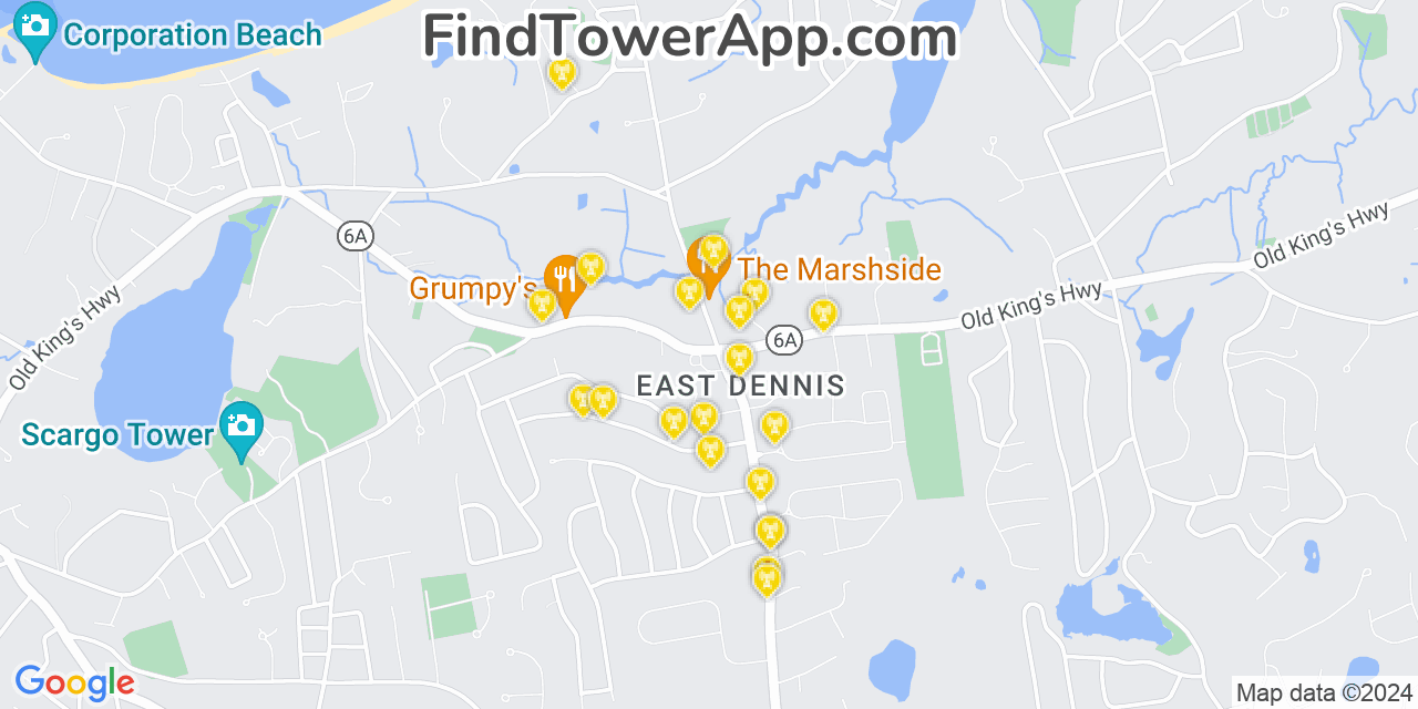 AT&T 4G/5G cell tower coverage map East Dennis, Massachusetts