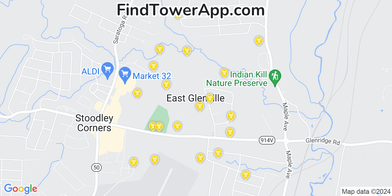 Verizon 4G/5G cell tower coverage map East Glenville, New York