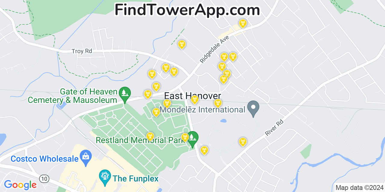 T-Mobile 4G/5G cell tower coverage map East Hanover, New Jersey