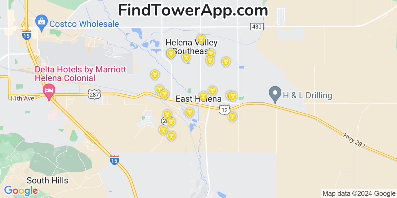 Verizon 4G/5G cell tower coverage map East Helena, Montana