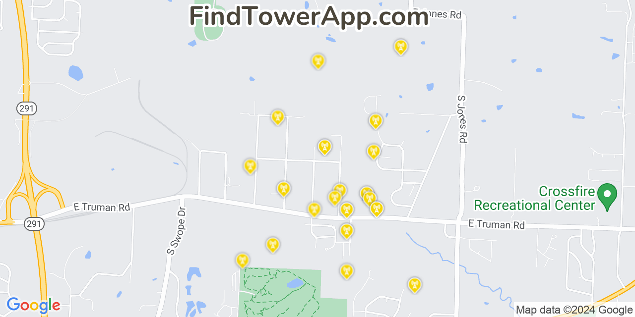 Verizon 4G/5G cell tower coverage map East Independence, Missouri