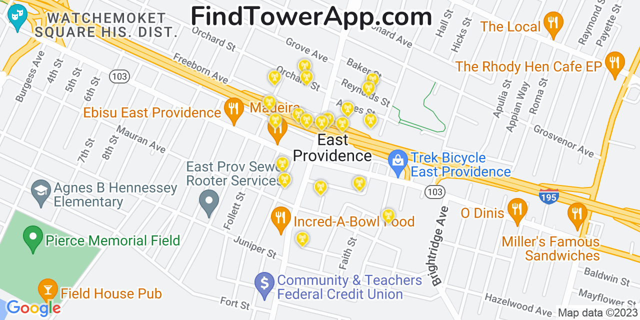 T-Mobile 4G/5G cell tower coverage map East Providence, Rhode Island