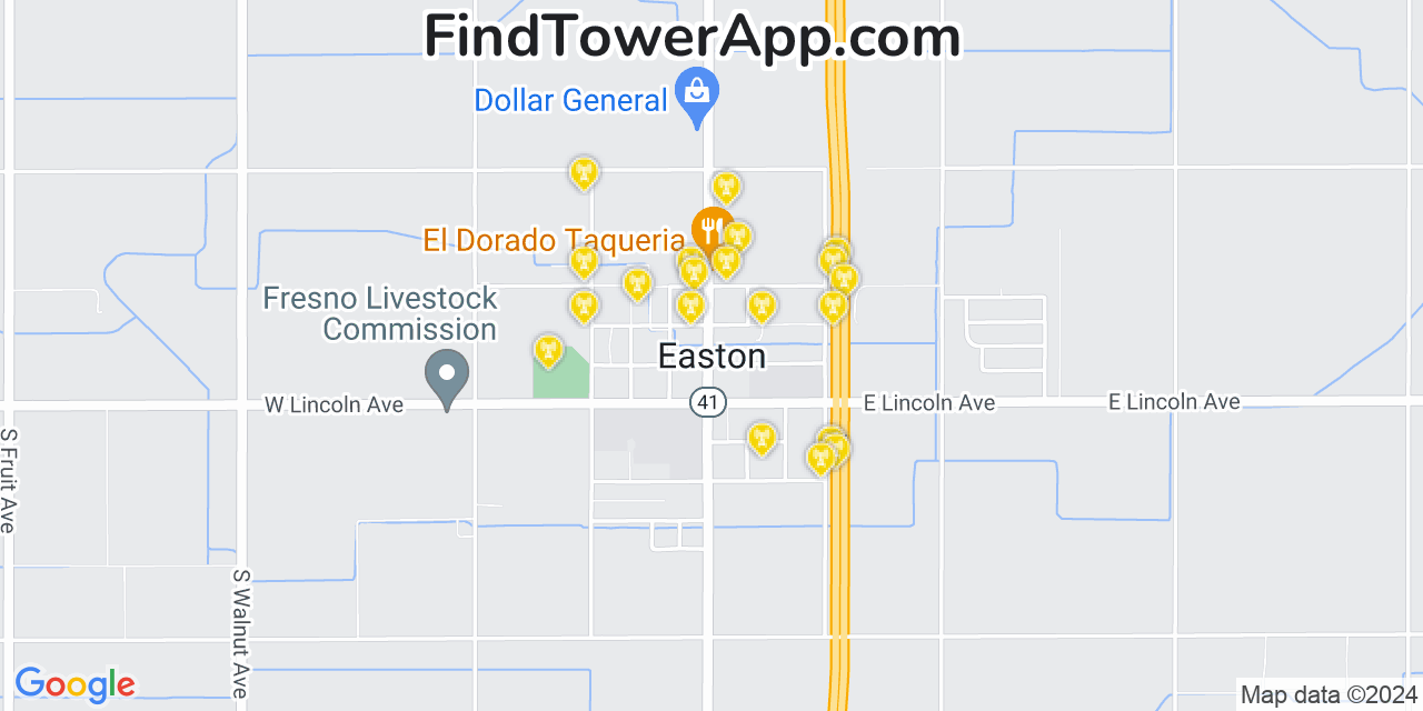 T-Mobile 4G/5G cell tower coverage map Easton, California