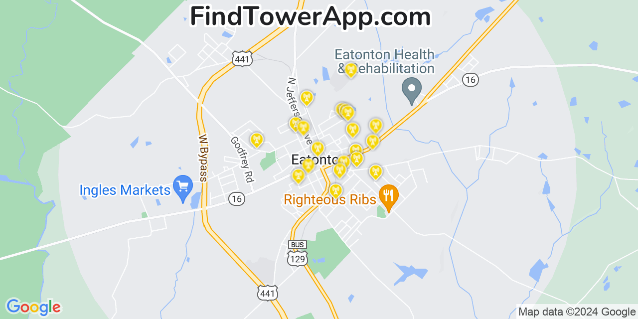 AT&T 4G/5G cell tower coverage map Eatonton, Georgia