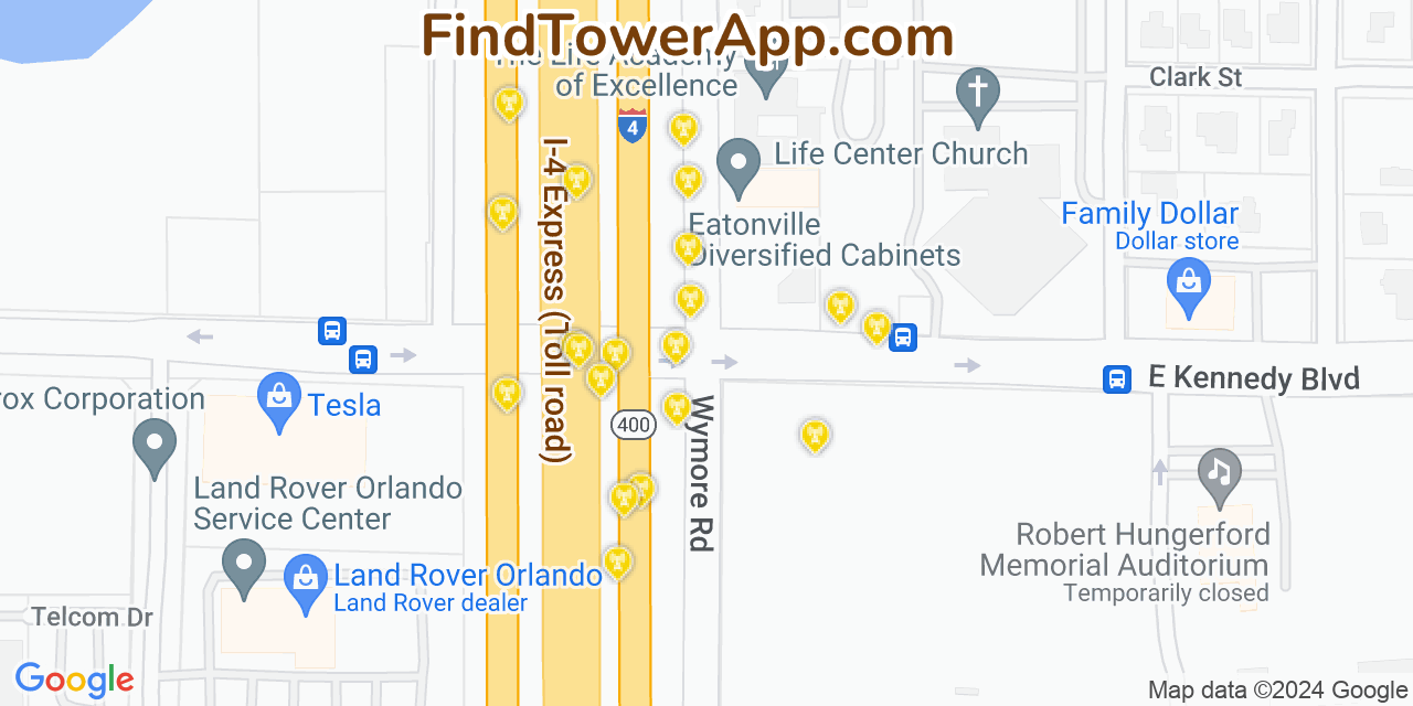 AT&T 4G/5G cell tower coverage map Eatonville, Florida