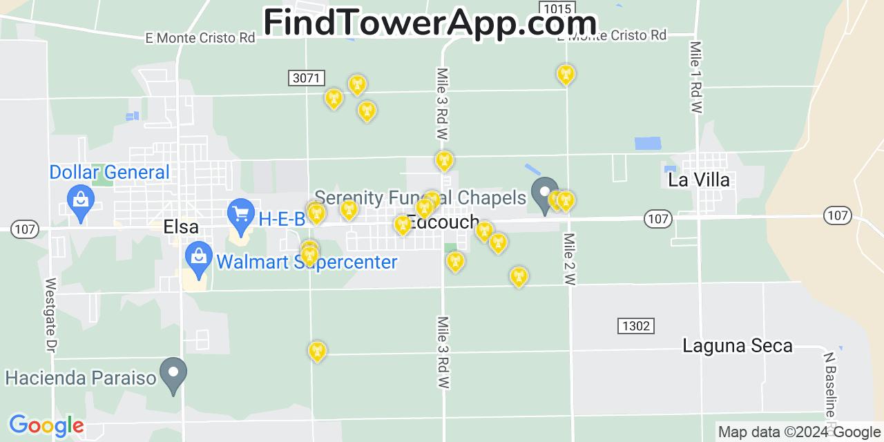 AT&T 4G/5G cell tower coverage map Edcouch, Texas