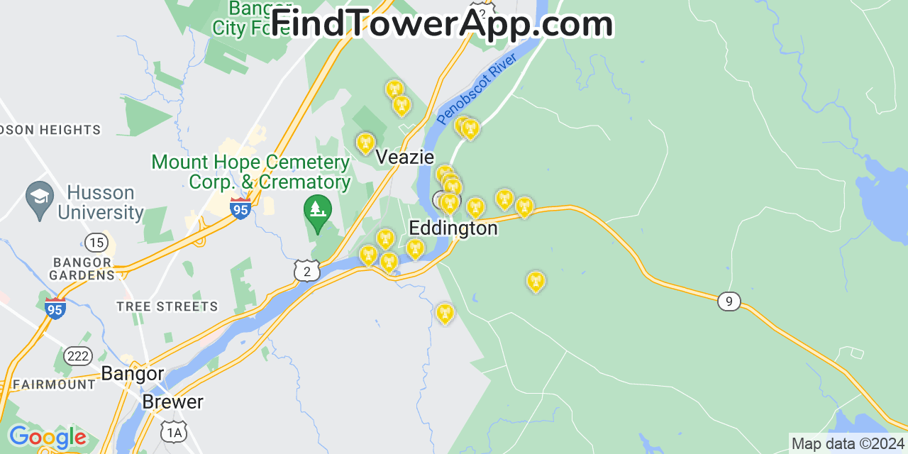 T-Mobile 4G/5G cell tower coverage map Eddington, Maine