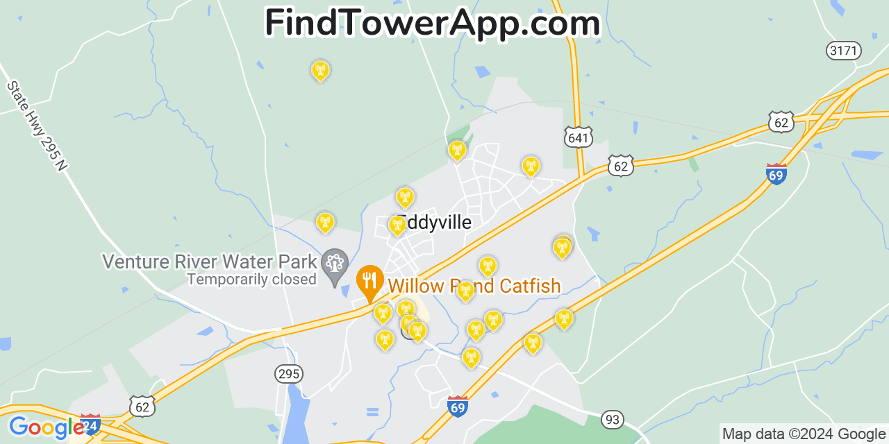 Verizon 4G/5G cell tower coverage map Eddyville, Kentucky