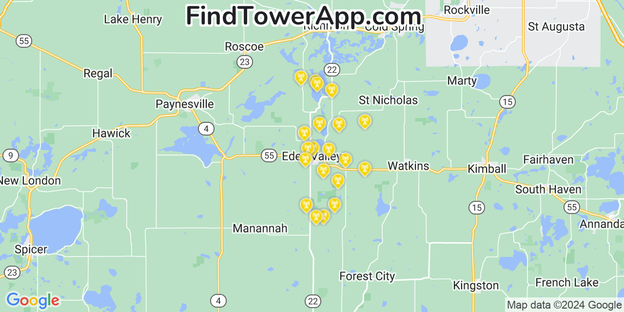 T-Mobile 4G/5G cell tower coverage map Eden Valley, Minnesota