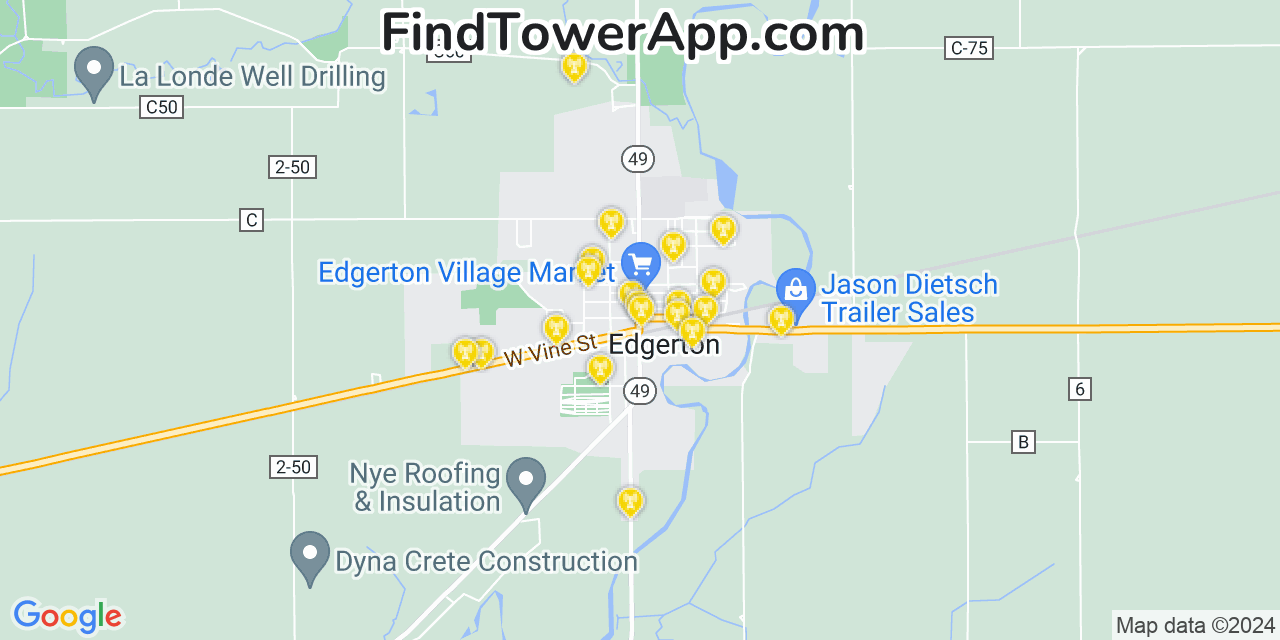 Verizon 4G/5G cell tower coverage map Edgerton, Ohio