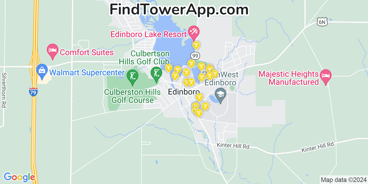 T-Mobile 4G/5G cell tower coverage map Edinboro, Pennsylvania