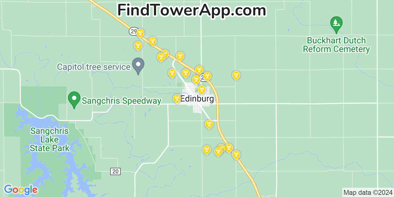 AT&T 4G/5G cell tower coverage map Edinburg, Illinois