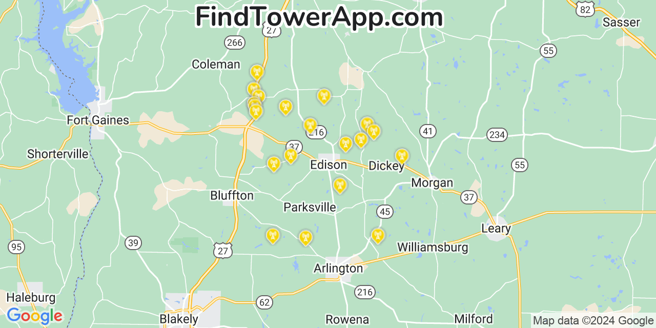 AT&T 4G/5G cell tower coverage map Edison, Georgia