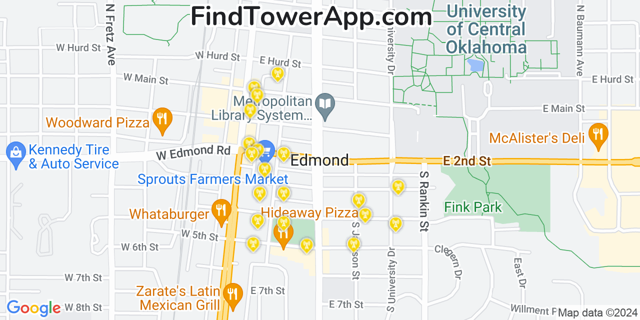 Verizon 4G/5G cell tower coverage map Edmond, Oklahoma