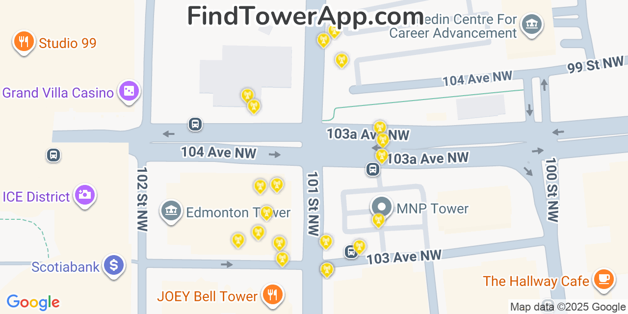 Edmonton Cell Towers, Canada - FindTower App Coverage Maps