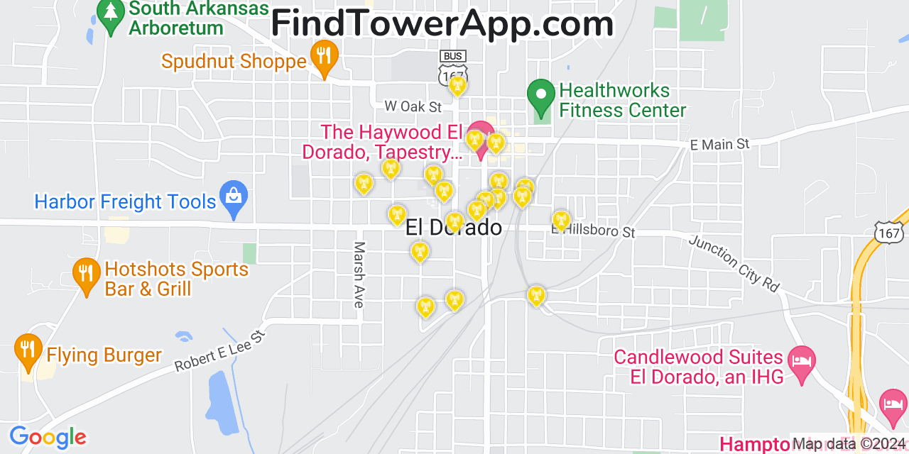 AT&T 4G/5G cell tower coverage map El Dorado, Arkansas