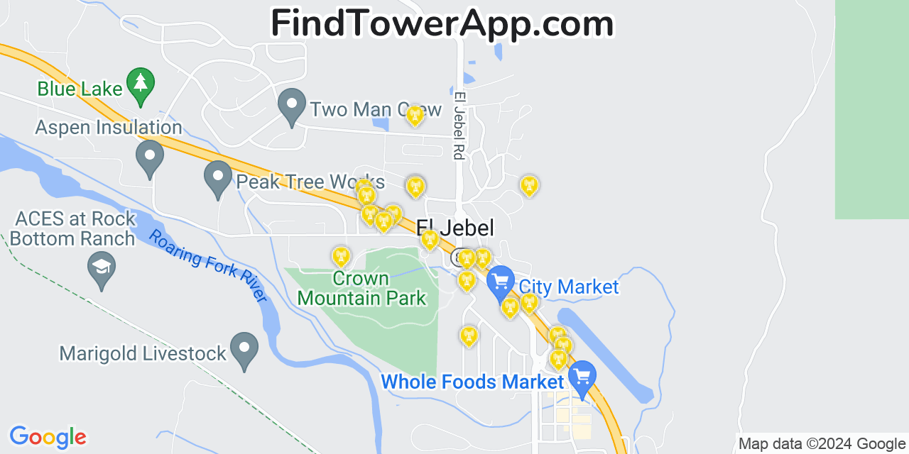 Verizon 4G/5G cell tower coverage map El Jebel, Colorado