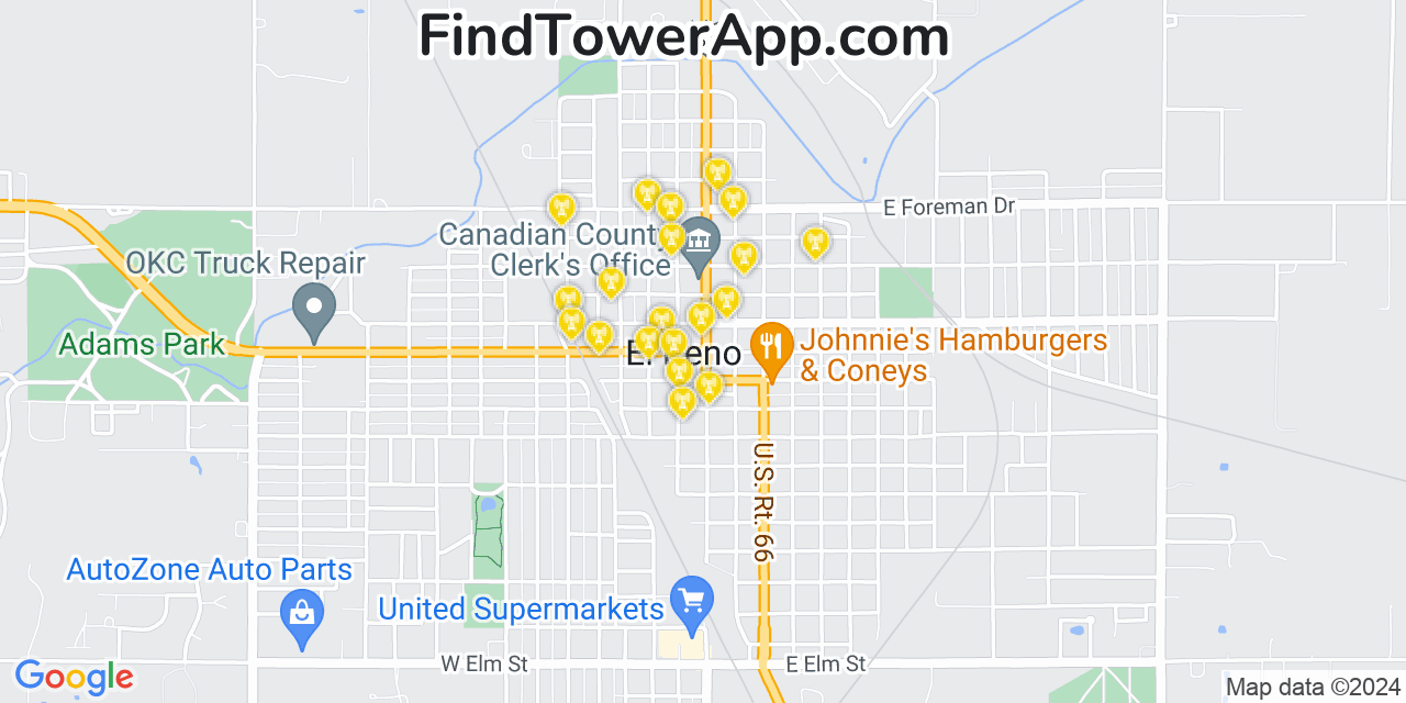 T-Mobile 4G/5G cell tower coverage map El Reno, Oklahoma