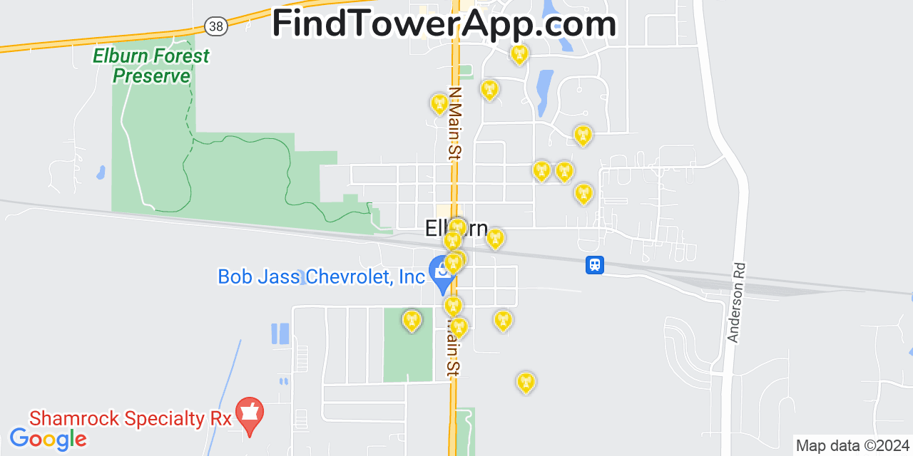 Verizon 4G/5G cell tower coverage map Elburn, Illinois