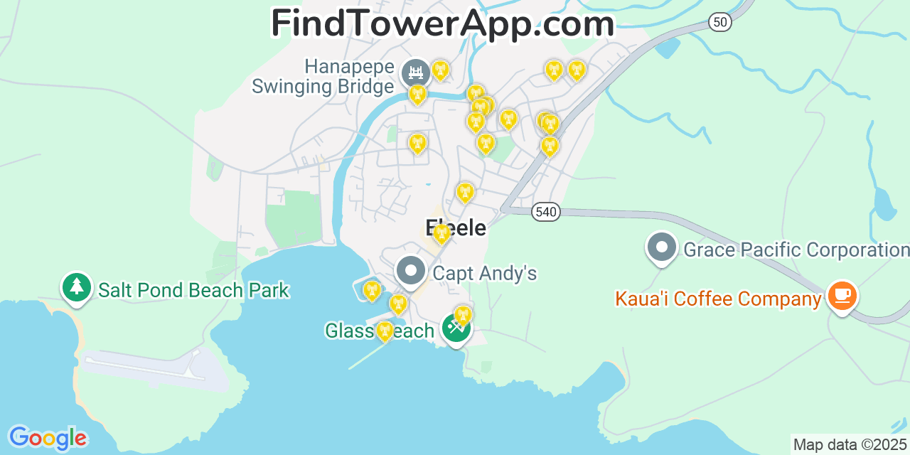T-Mobile 4G/5G cell tower coverage map Eleele, Hawaii