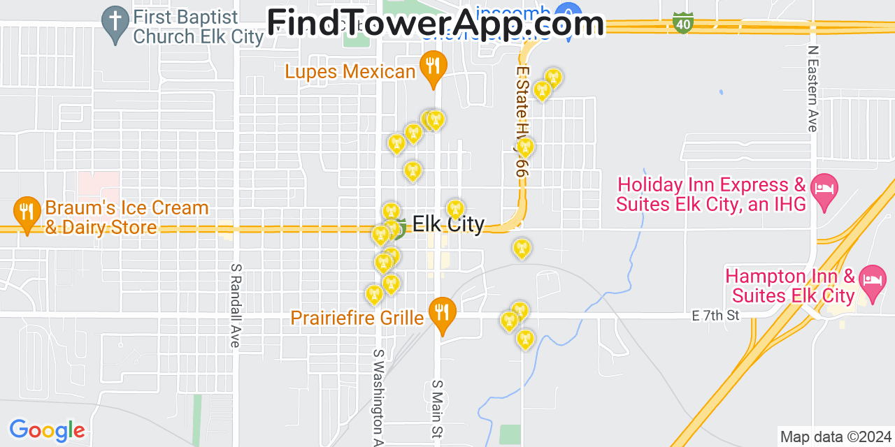 AT&T 4G/5G cell tower coverage map Elk City, Oklahoma