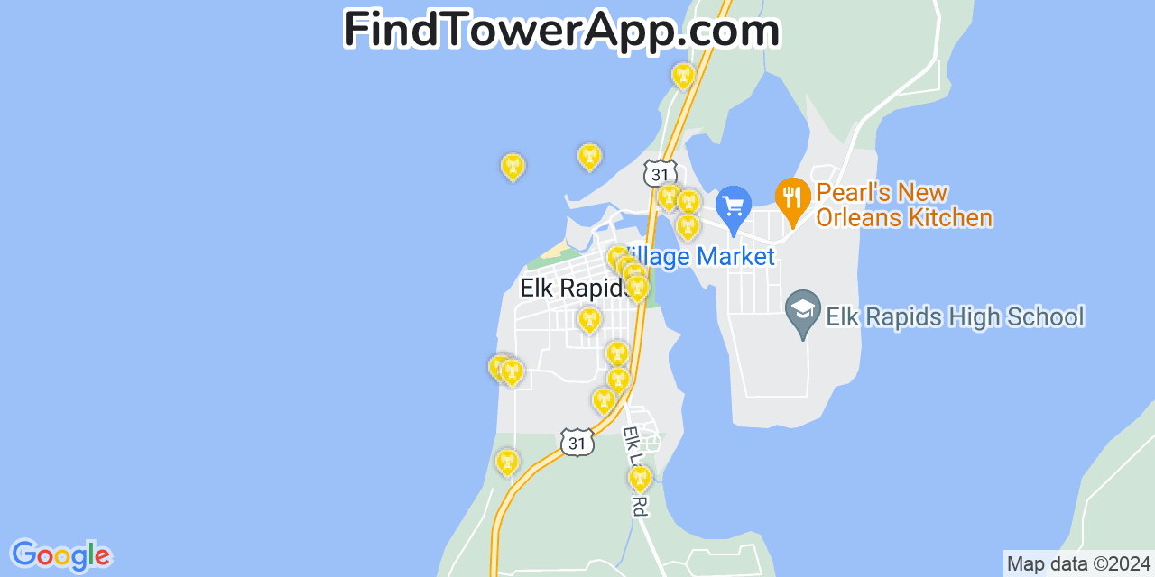 T-Mobile 4G/5G cell tower coverage map Elk Rapids, Michigan