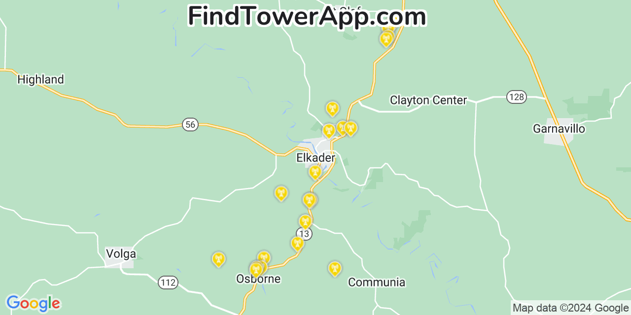 Verizon 4G/5G cell tower coverage map Elkader, Iowa