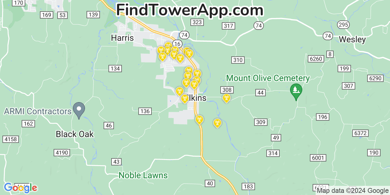 Verizon 4G/5G cell tower coverage map Elkins, Arkansas