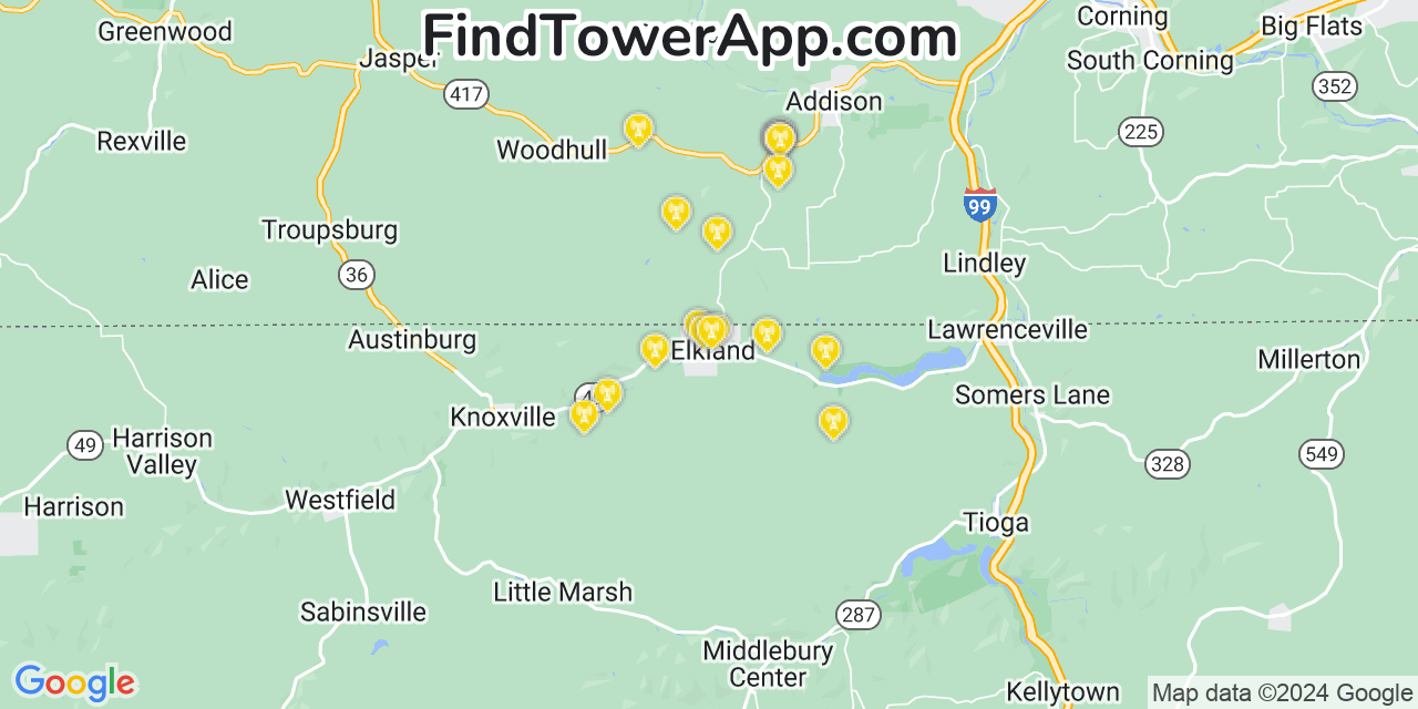 T-Mobile 4G/5G cell tower coverage map Elkland, Pennsylvania