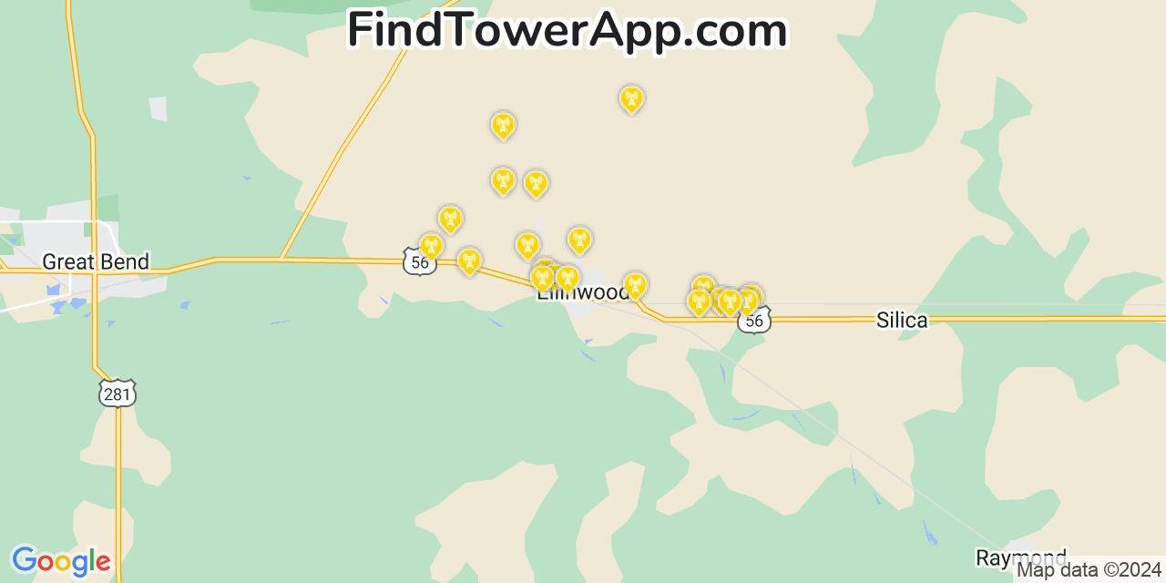 Verizon 4G/5G cell tower coverage map Ellinwood, Kansas