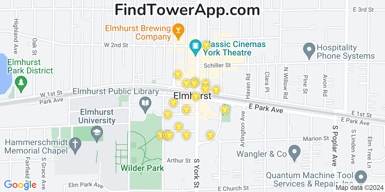 T-Mobile 4G/5G cell tower coverage map Elmhurst, Illinois