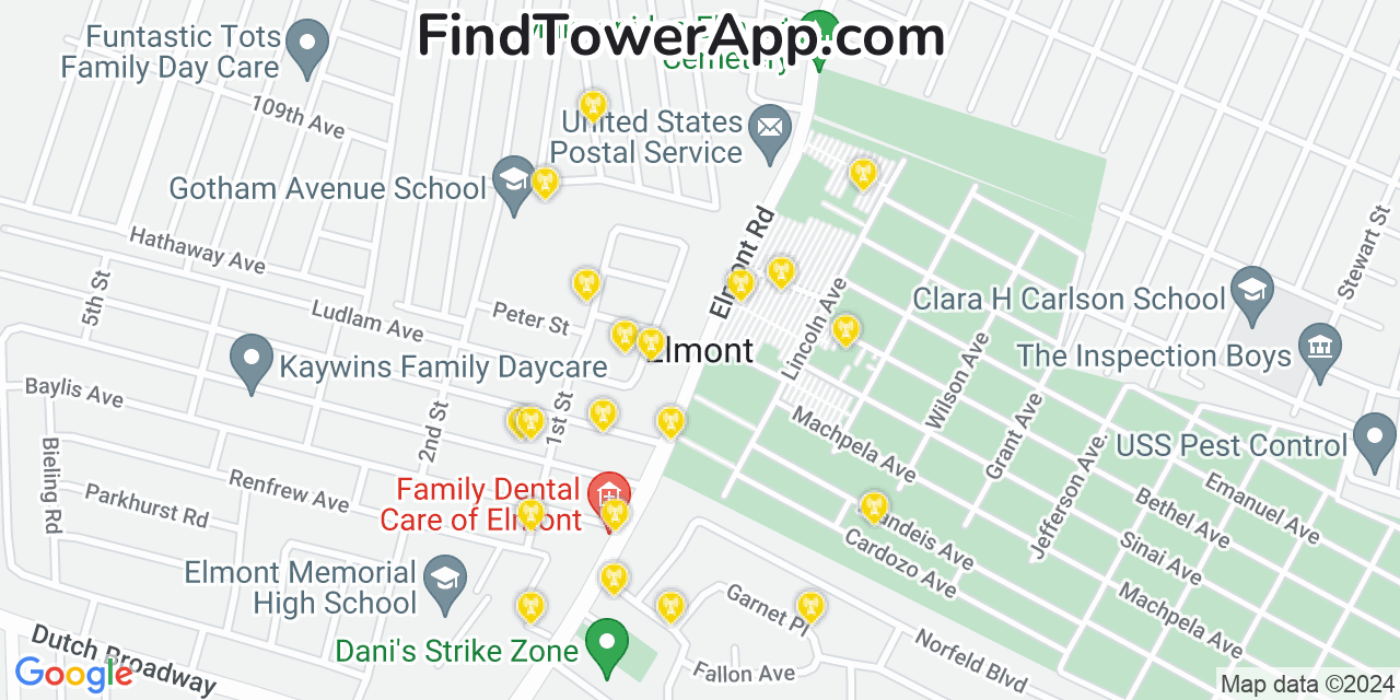 T-Mobile 4G/5G cell tower coverage map Elmont, New York