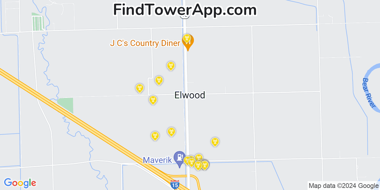 AT&T 4G/5G cell tower coverage map Elwood, Utah