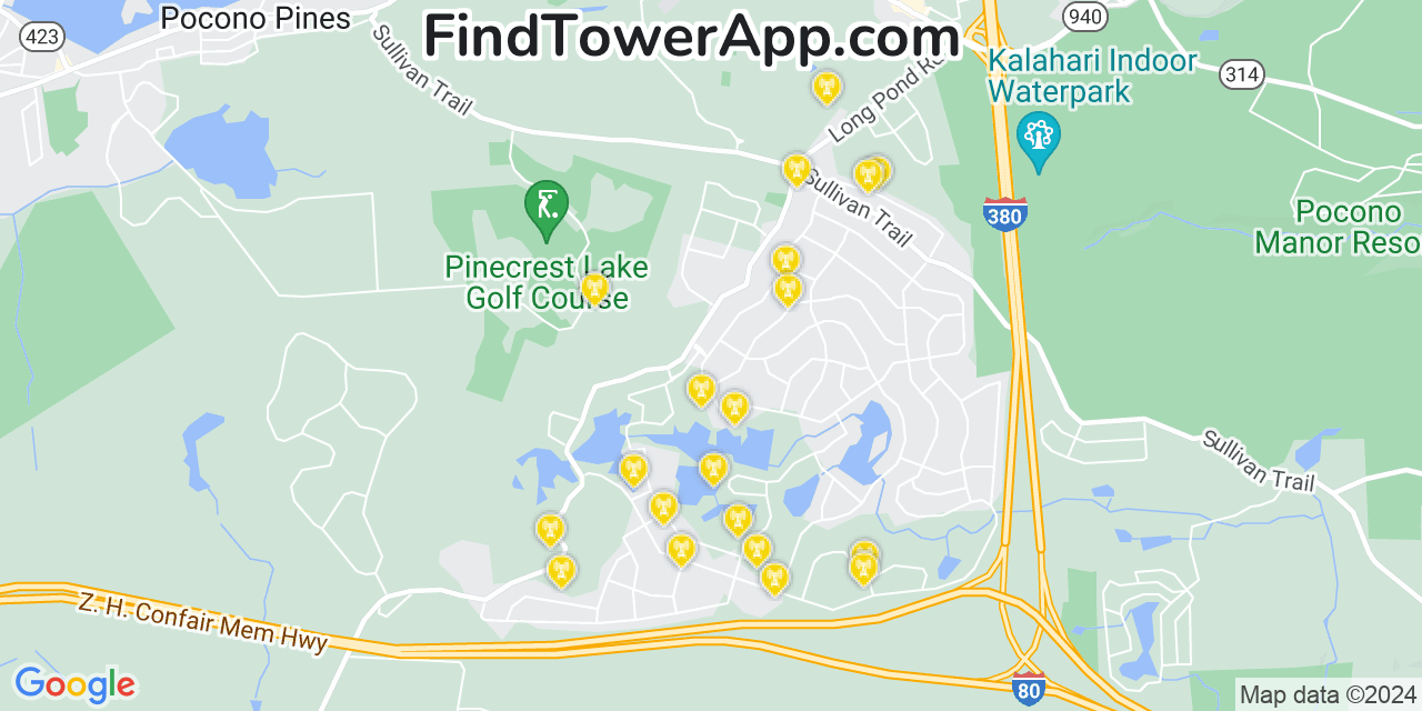 T-Mobile 4G/5G cell tower coverage map Emerald Lakes, Pennsylvania