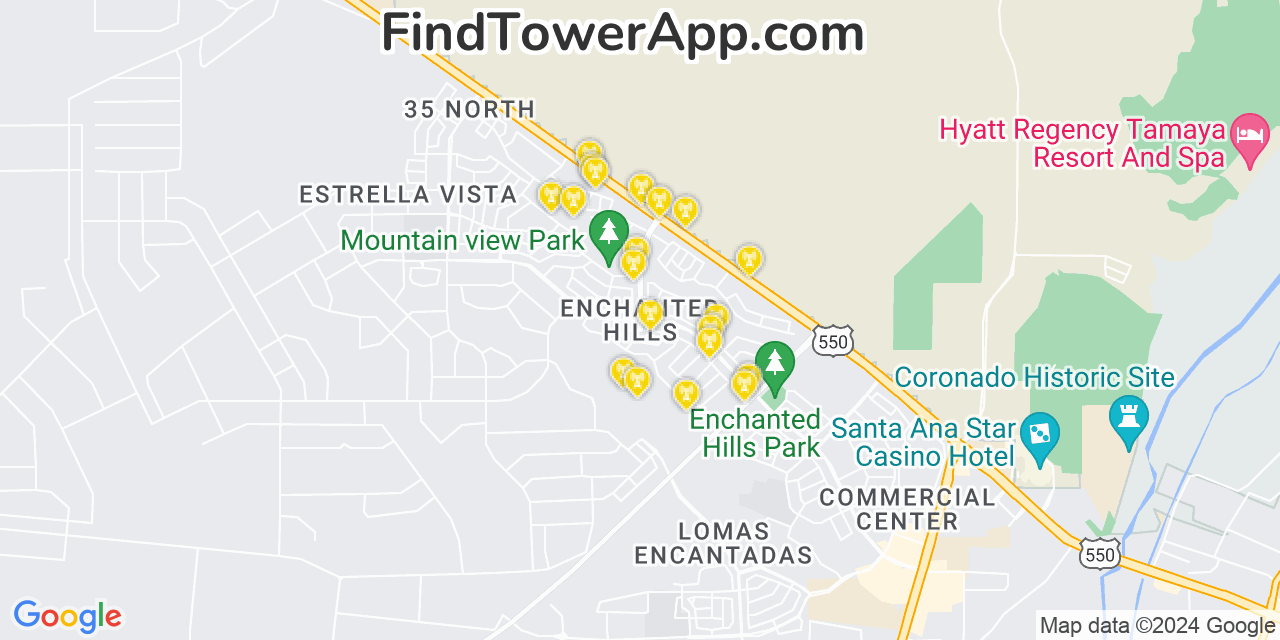 T-Mobile 4G/5G cell tower coverage map Enchanted Hills, New Mexico