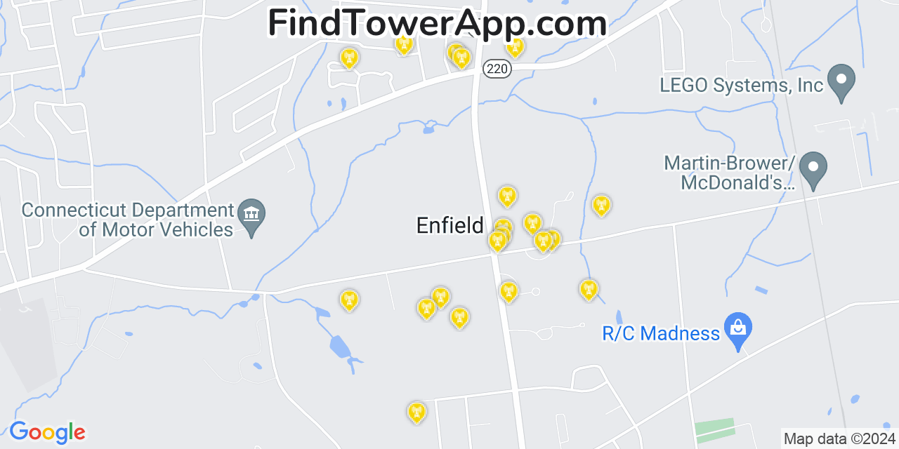 Verizon 4G/5G cell tower coverage map Enfield, Connecticut