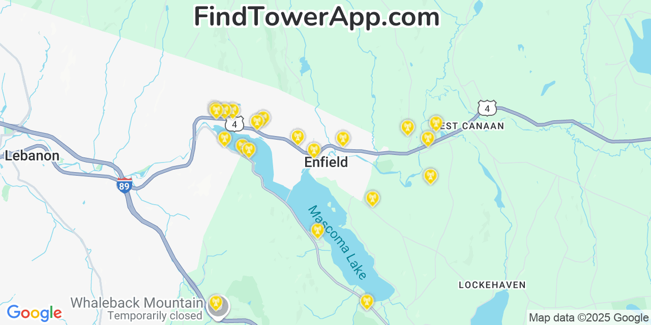 Enfield New Hampshire Cell Tower Coverage Map